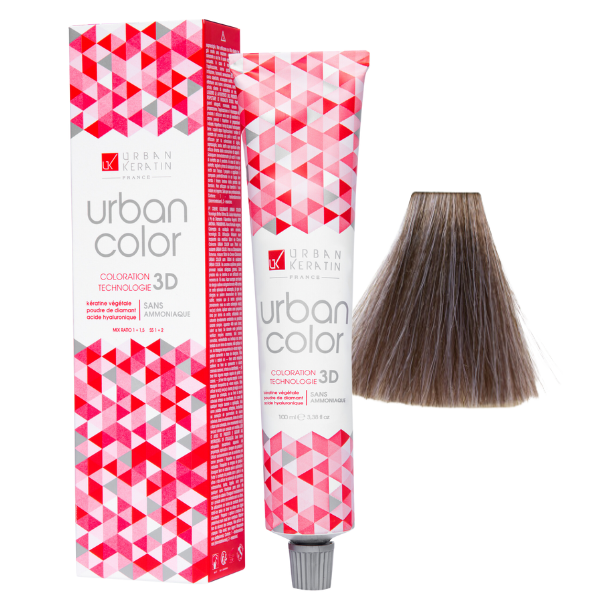 Coloration sans ammoniaque blond cendré irisé beige froid 7.12 Urban Color URBAN KERATIN 100 ml