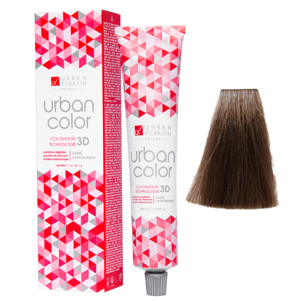 Coloration sans ammoniaque blond cendré moka marron froid 7.18 Urban Color URBAN KERATIN 100 ml