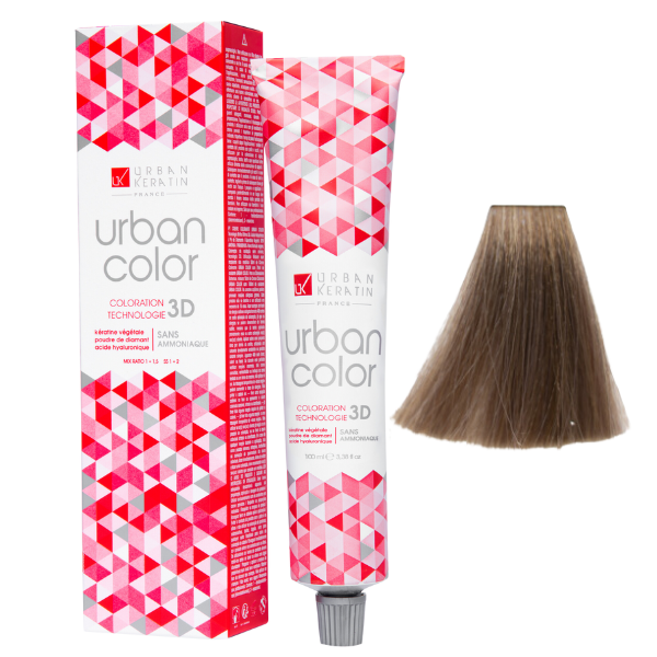 Coloration sans ammoniaque blond clair cendré doré beige 8.13 Urban Color URBAN KERATIN 100 ml