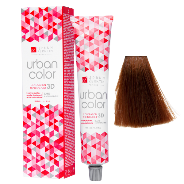 Coloration sans ammoniaque blond cuivré acajou doré chaud 7.45 Urban Color URBAN KERATIN 100 ml