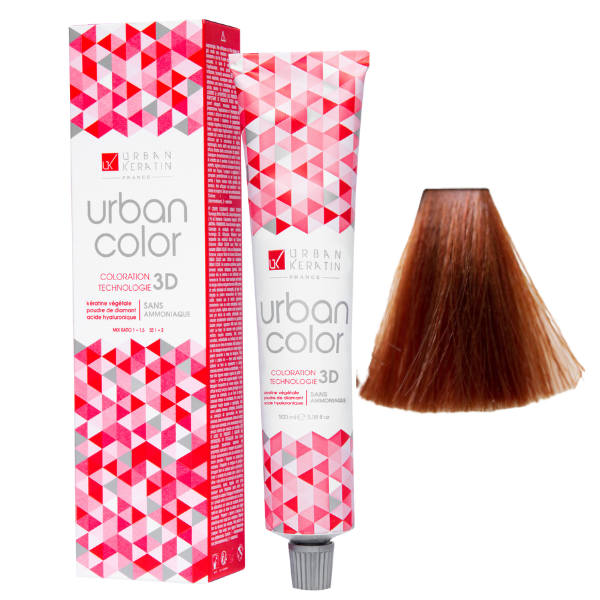 Coloration sans ammoniaque blond cuivré profond 7.44 Urban Color URBAN KERATIN 100 ml