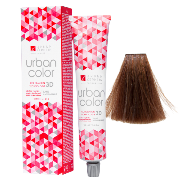 Coloration sans ammoniaque blond foncé cuivré acajou doré chaud 6.45 Urban Color URBAN KERATIN 100 ml