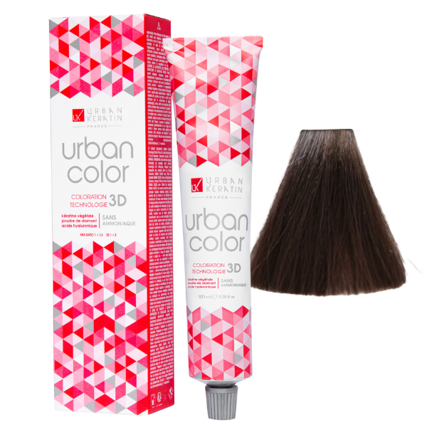 Coloration sans ammoniaque blond foncé irisé moka marron froid 6.28 Urban Color URBAN KERATIN 100 ml