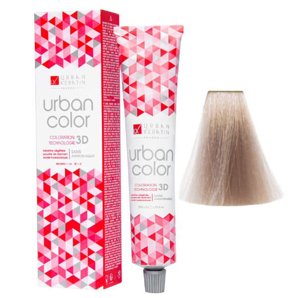 Coloration sans ammoniaque blond platine cendré doré beige 10.13 Urban Color URBAN KERATIN 100 ml