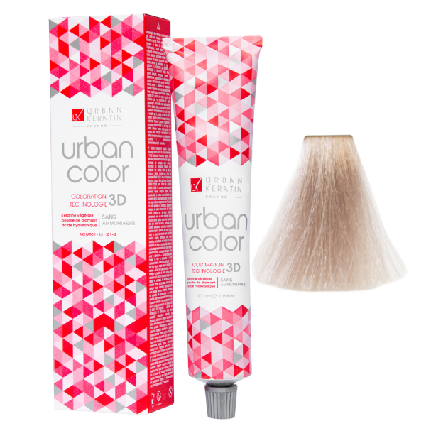 Coloration sans ammoniaque blond platine irisé cendré beige froid 10.21 Urban Color URBAN KERATIN 100 ml