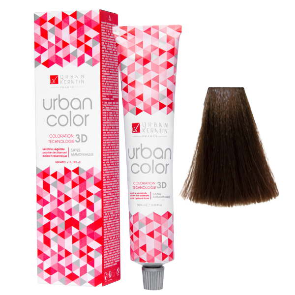 Coloration sans ammoniaque châtain clair doré acajou doré chaud 5.35 Urban Color URBAN KERATIN 100 ml