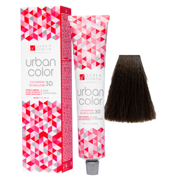 Coloration sans ammoniaque châtain foncé moka 3.8 Urban Color URBAN KERATIN 100 ml