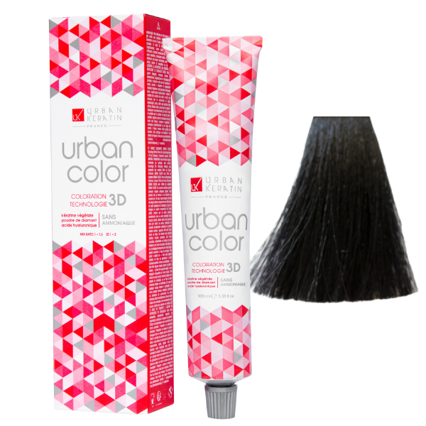 Coloration sans ammoniaque noir bleu cendré 1.1 Urban Color URBAN KERATIN 100 ml