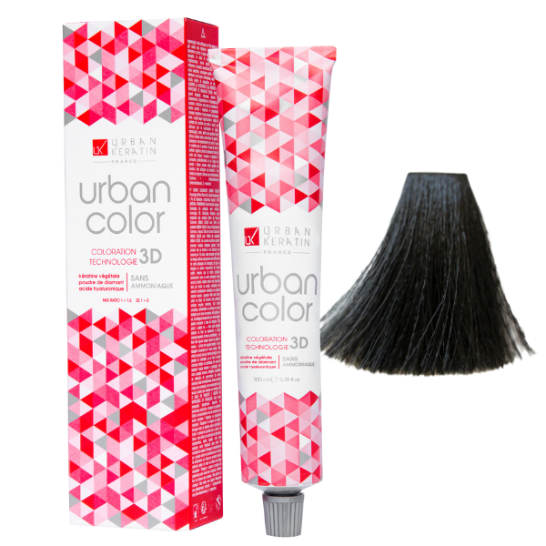 Coloration sans ammoniaque noir naturel 1 Urban Color URBAN KERATIN 100 ml